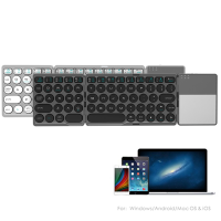 Blu-tooth-compatible Tablet Phone Foldable Wireless Keypad 64 Keys Portable Folding Keyboard Foldable Keyboard with Touchpad